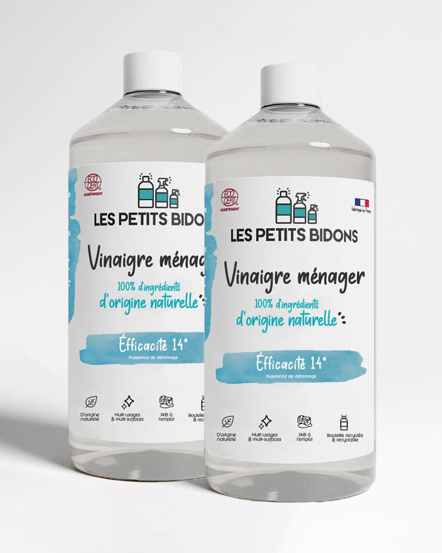 Lot de 2 Vinaigres Ménagers Multi-usages 14° 1L Vinaigre Les Petits Bidons 