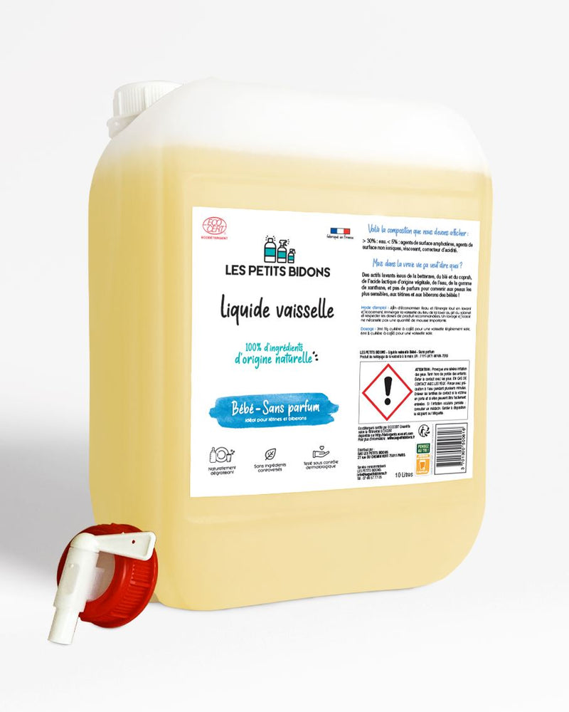 Liquide vaisselle écologique bébé 100% naturel - Gros format vrac - 10L